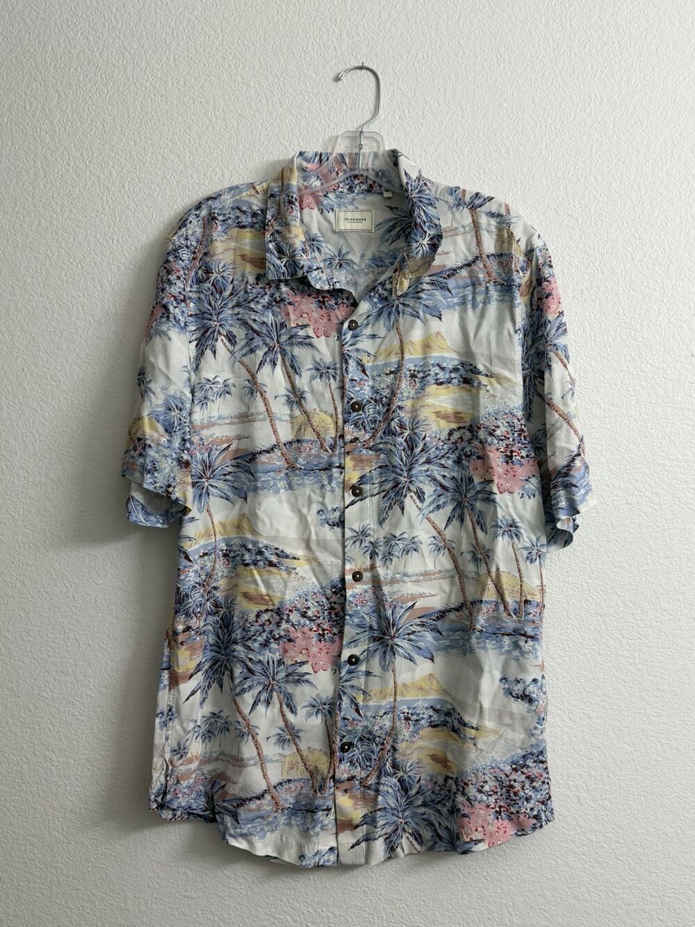 7 Diamonds Hawaiian Shirt Floral Tropical Short Sleeve Button Up Mens XL